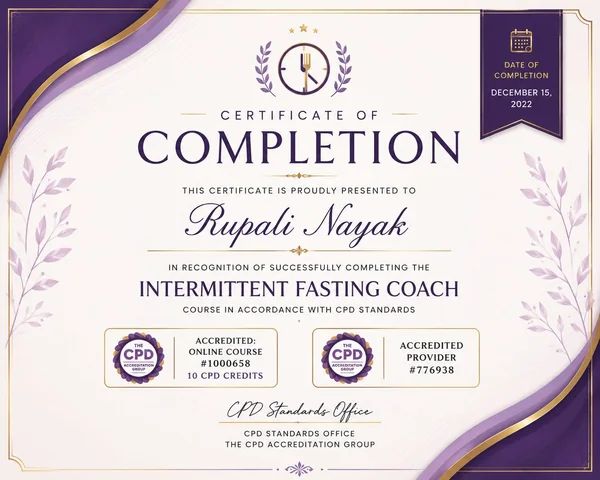 Intermittent Fasting Coach, CPD accredited
