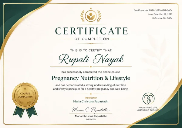 Certificate of completion: Pregnancy Nutrition and Lifestyle